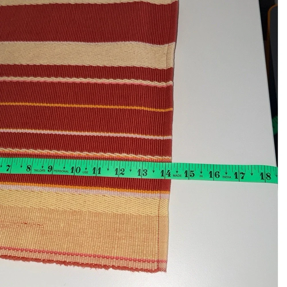 Martha Stewart Collection Cotton Table Placemats Red‎ Yellow Stripe Woven